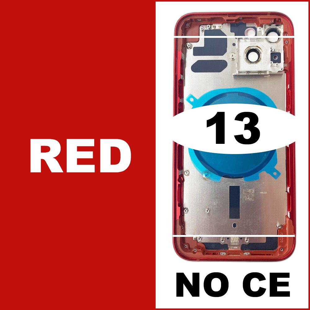 Housing For iPhone 13 Battery Back Cover + Middle Chassis Frame + SIM Tray + Side Key Parts For iPhone 12: 13-Red - NO CE