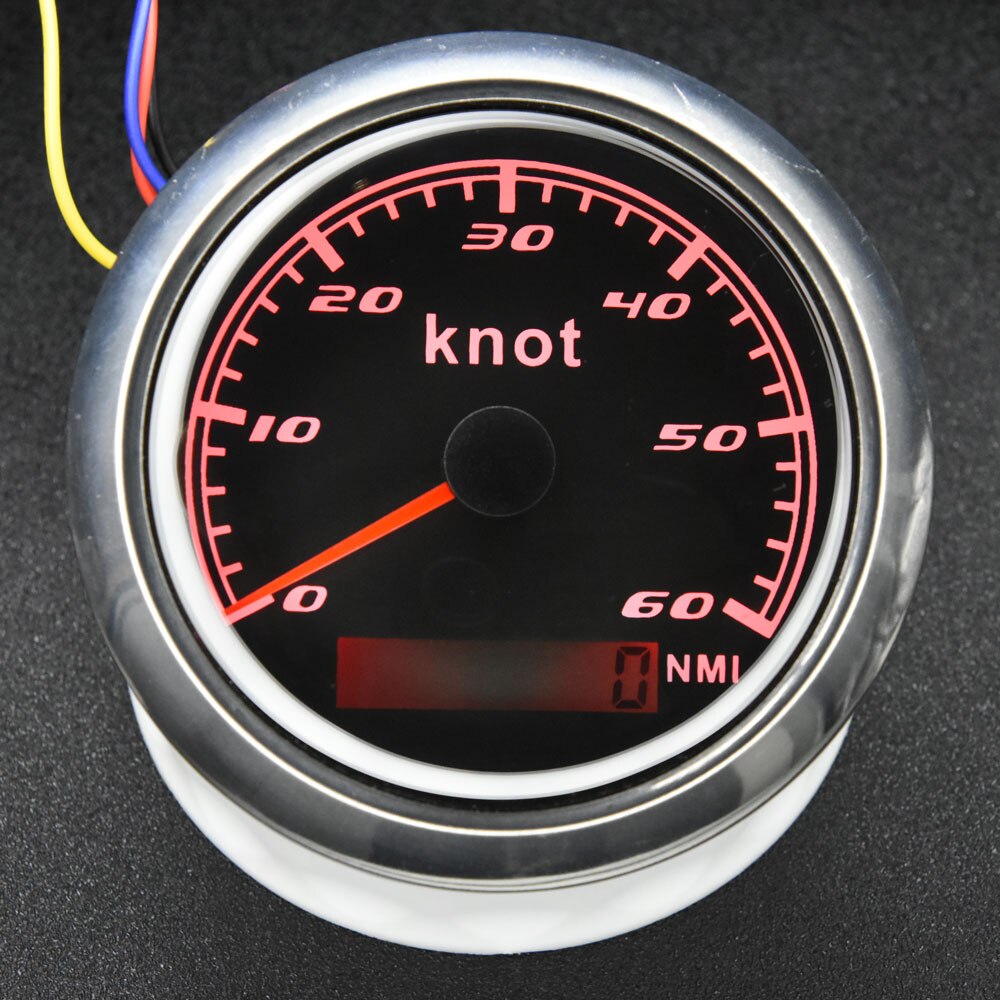 Compteur de vitesse pour voiture, 12V/24V, 60 nœuds, pour bateau, Yacht, Marine, 85mm, en acier inoxydable, avec rétro-éclairage rouge