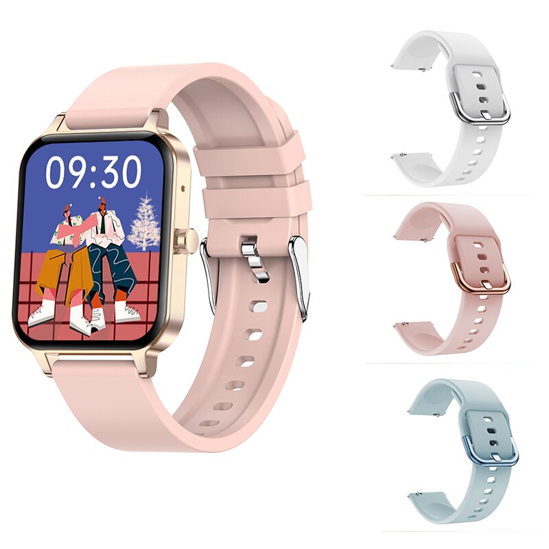 STrollAR MP3 Smart Watch Women Man Music Player Phone Call Body Temperature Connect Wireless Earphones Fitness Smartwatch Clock: Light Brown