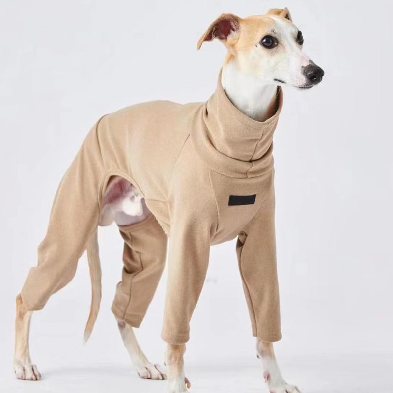 Ropa suave de cuello alto Whippet de 4 patas, suéter elástico de algodón para perros galgo italiano cálido en Otoño Invierno