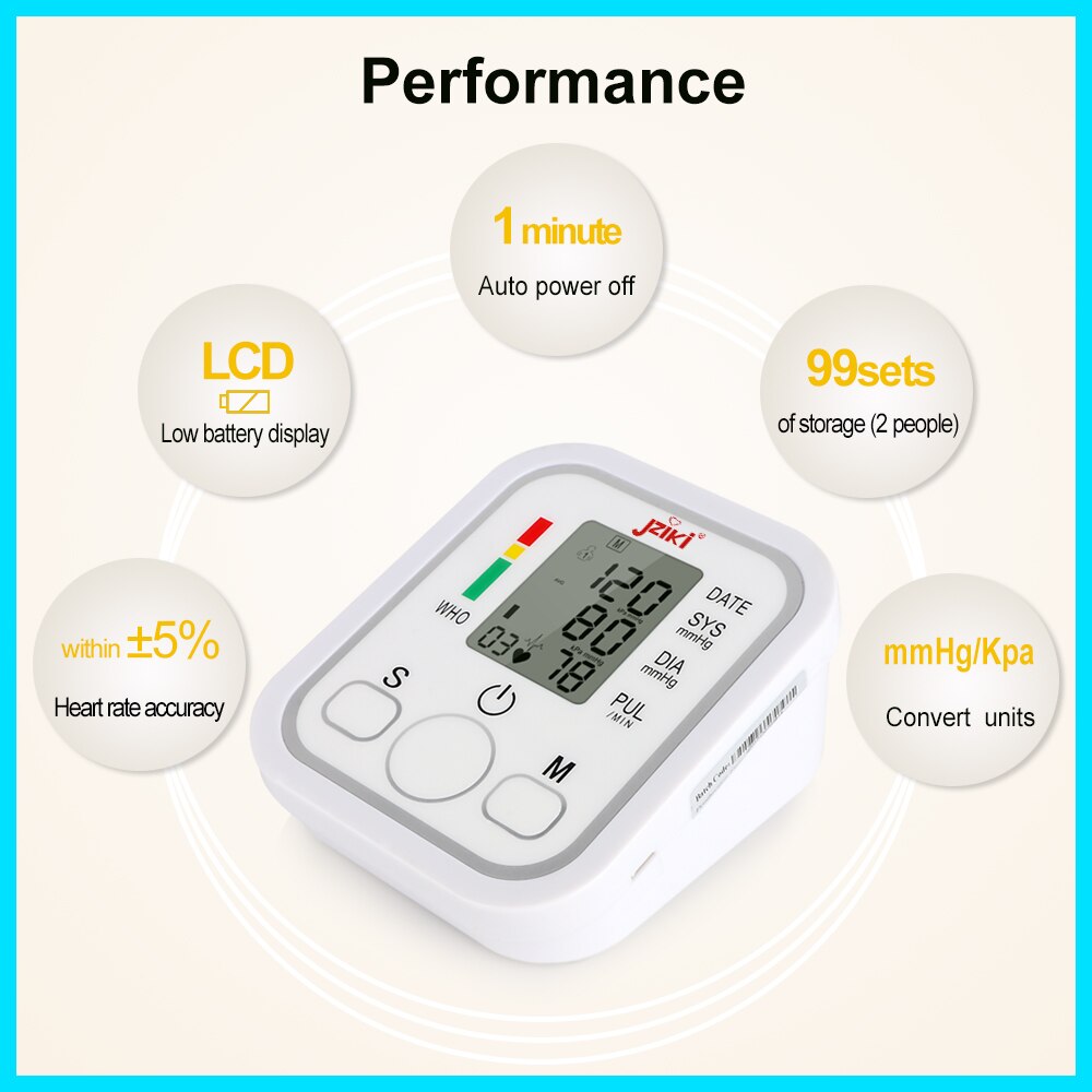 Home use Health Care Digital Upper Fully Automatic Electronics Arm Style Blood Pressure Monitor Pulse Rate B02R