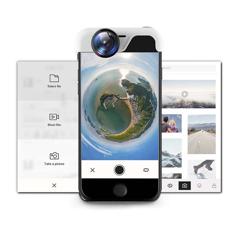 Objectif de caméra panoramique 360 degrés pour téléphone 7/8/7 Plus/8 Plus/6/6 S/6 Plus/6 S Plus vue complète double lentille téléphone Panorama