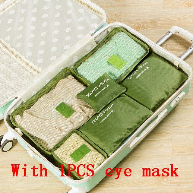 6 teile/satz Reise Veranstalter Lagerung Taschen Tragbare Gepäck Organizer Kleidung Ordentlich Beutel Koffer Verpackung Würfel fallen: Grün