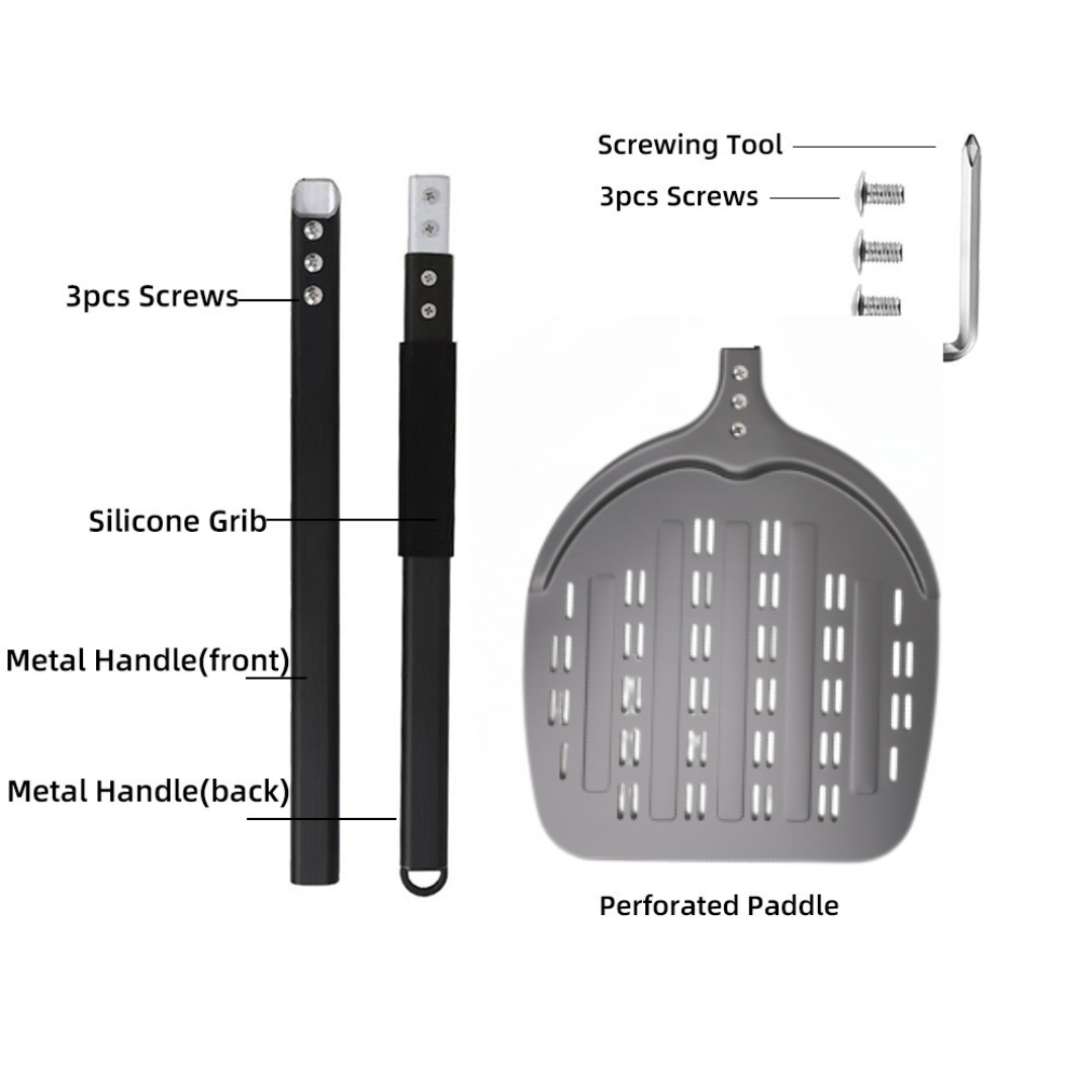 12 13 14 Inch Pizza Schil Lange Steel Draaien Aluminium Pizza Turner Anti-aanbak Bakken Tool Geperforeerde Peddel Keuken accessoire