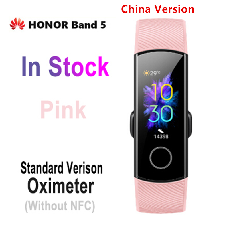 Huawei Honor band 5 Smart Band Blood Oxygen Optional smartwatch AMOLED Huawei smart band heart rage ftness sleep tracker: CN Pink no NFC