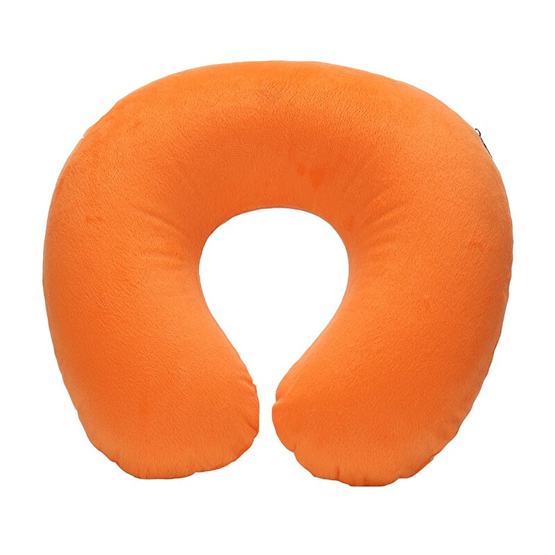1PC Opblaasbare U-vormige Reizen Air Kussen Comfortabele Nek Ondersteuning Korte Pluche Cover Kussen Nek Verlichten Vermoeidheid: orange