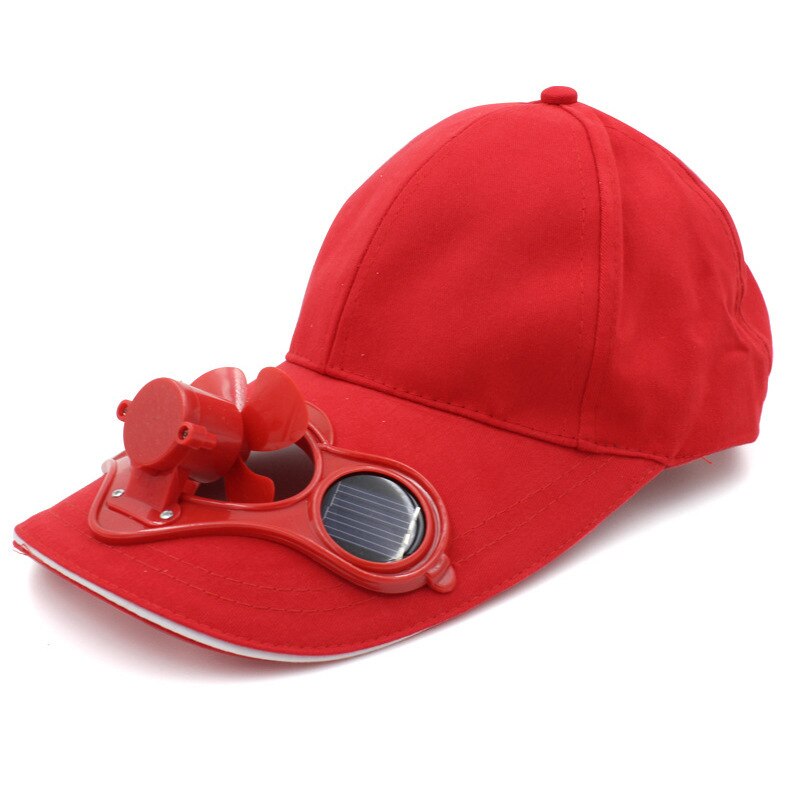 Gorro con ventilador para ciclismo, gorra con energía Solar, ahorro de energía, No requiere baterías, para deporte de verano y pesca al aire libre: Rojo