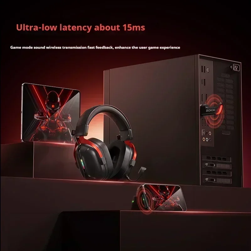 MCHOSE S9 Pro e-sport casque de jeu 3 modes sans fil en alliage d'aluminium AI réduction du bruit casque de jeu accessoire de jeu personnalisé
