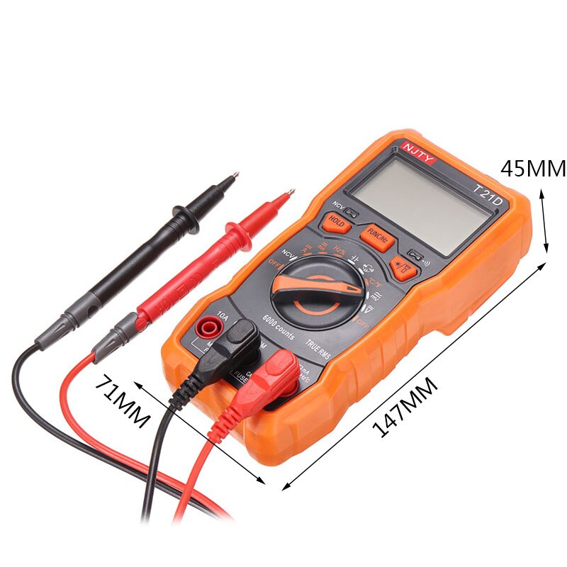 1pc Digital Multimeter Multimetro Tester 6000 Counts Auto Ranging AC/DC Voltage Temperature Measuring Meter