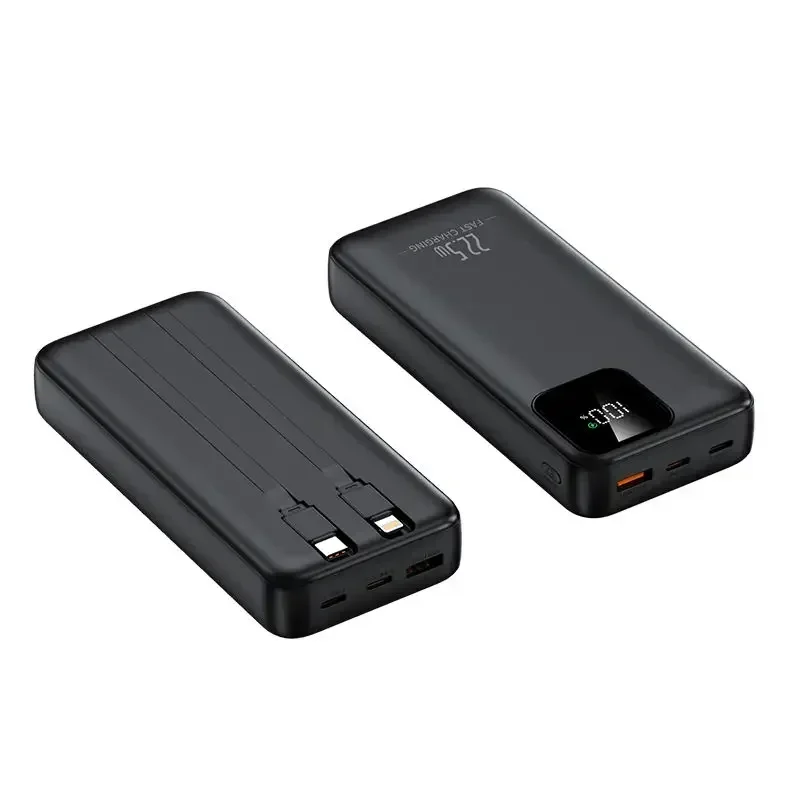 Tragbarer akku 20000 mah , 22.5w schnelllade-powerbanks, -in 2 kabel für huawei, iphone und xiaomi, externer akku: Silber / 30000 mah