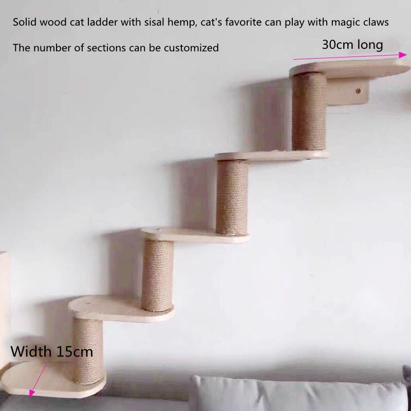 Wall-Mounted Cat Climbing Frame Wall-Mounted Solid Wood Cat Nest Jumping Platform Scratching Pole Cat Wall Cat Ladder Cat Space