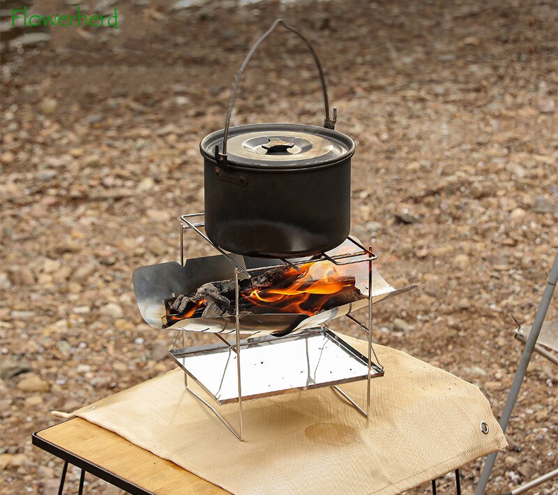 Camping Fire Rack Outdoor Vouwen Grill Winkel Fire Station Bonfire Kachel Roestvrijstalen Fornuis Grill Tafel Draagbare