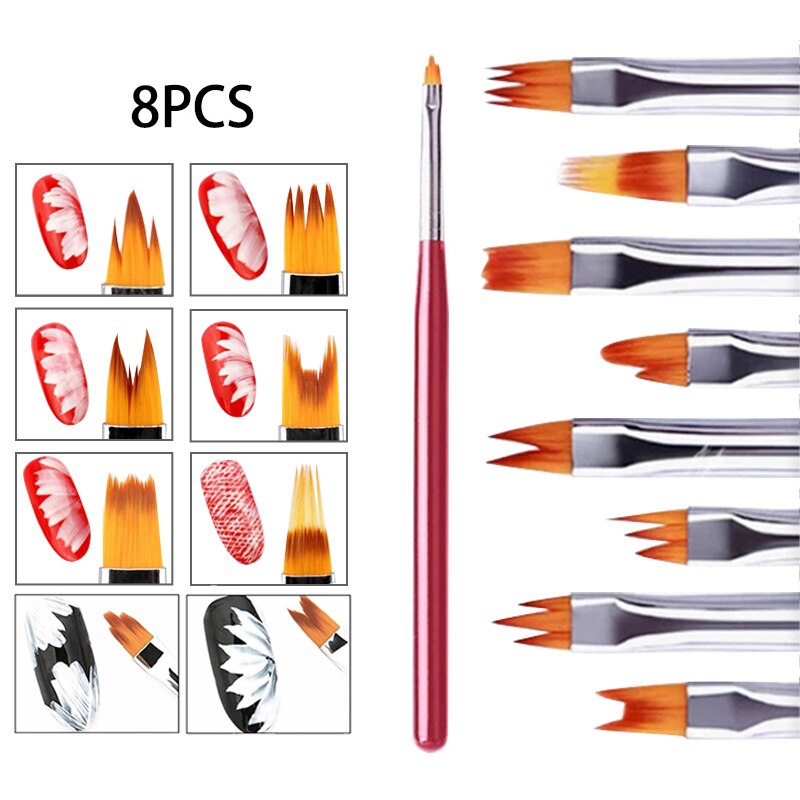 8 nail polish blooming flower nail art brush pen neutral ultraviolet nail painting flower drawing pen nail brush MPwell: Red