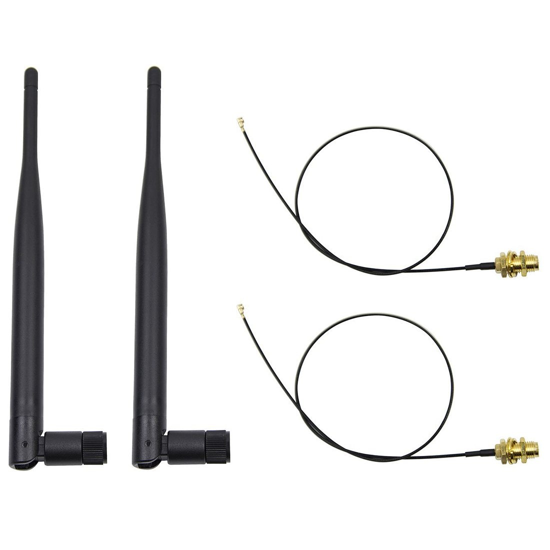 TTKK 2 x 6dBi 2.4GHz 5GHz Dual Band WiFi RP-SMA Antenna + 2 x 35cm U.fl / IPEX Cable