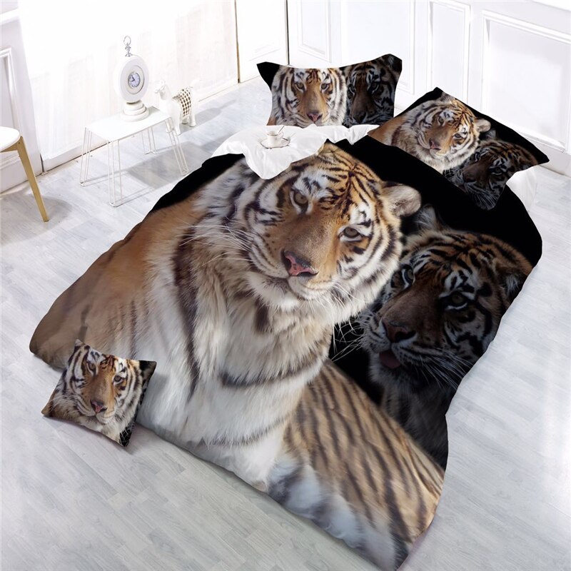 Couvre-lit 4 pièces/ensemble | Vêtements de literie, couverture de lit, drap plat, motif de tigre loup ou de roi, taille large, imprimé 3D, pour adultes: No.8