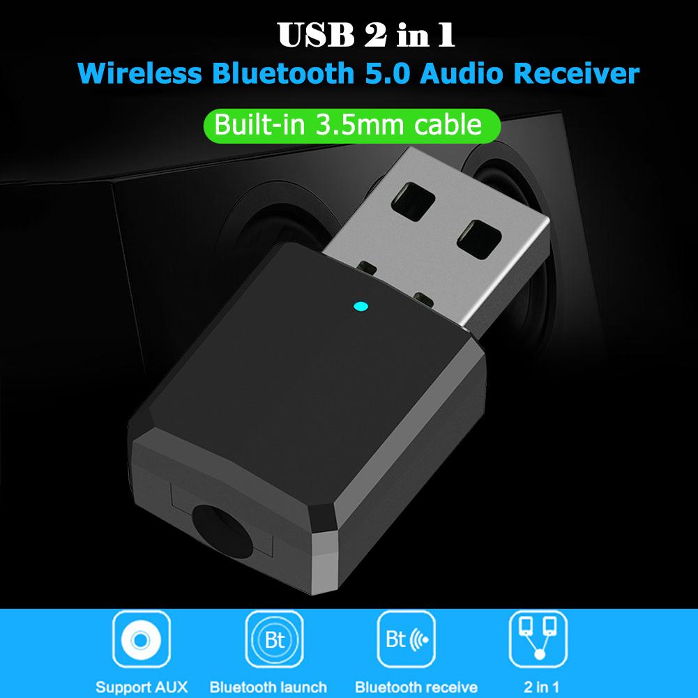 Usb Bluetooth 5.0 Dongle Adapter 2 In 1 Wireless Music Receiver Audio Fm-zender Voor Auto Pc Computer Tv Luidspreker hoofdtelefoon