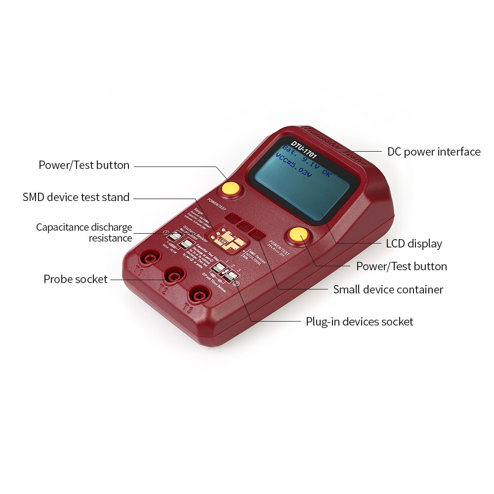 Handheld transistor tester LCD Digital multimeter Transistor Tester SMD Resistance Diode Inductance Capacitance ESR Meter