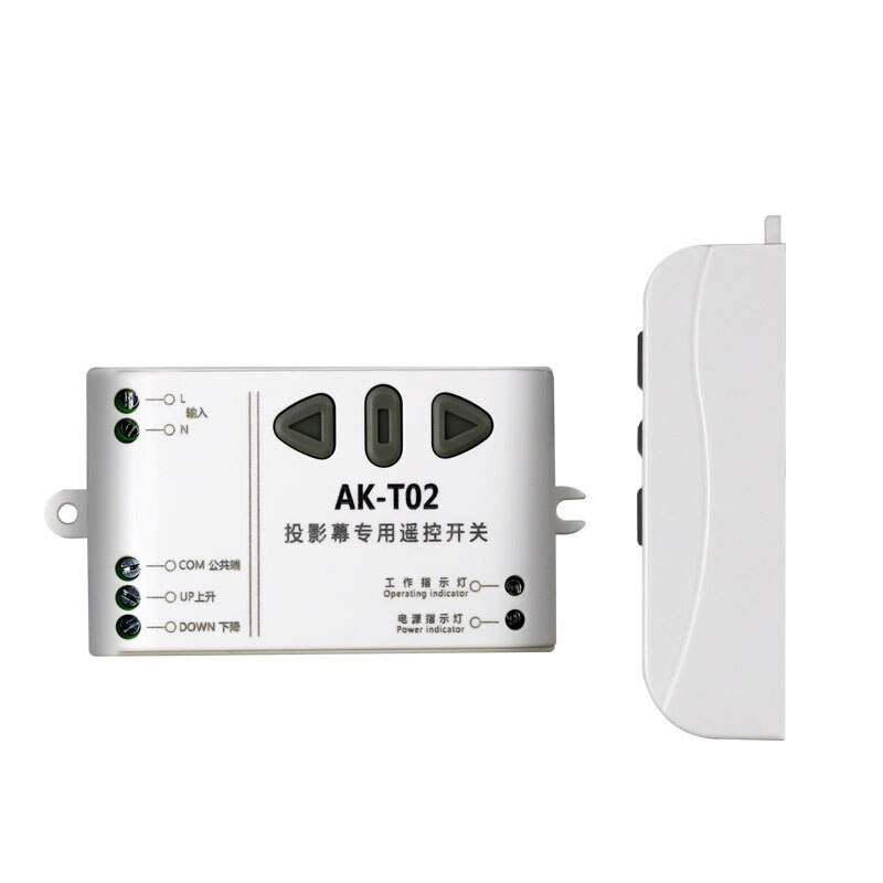 AK-T02 Ac 220V Motor Draadloze Afstandsbediening Schakelaar Up Down Stop Buismotor Controller Motor Vooruit Achteruit Tx Rx latched