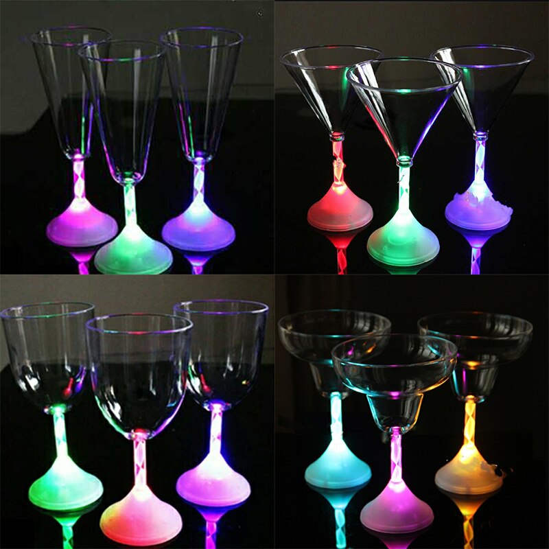 Led Flashing Red Wine Cup Color Changing Light Bar KTV Water Cocktail Cups Glass