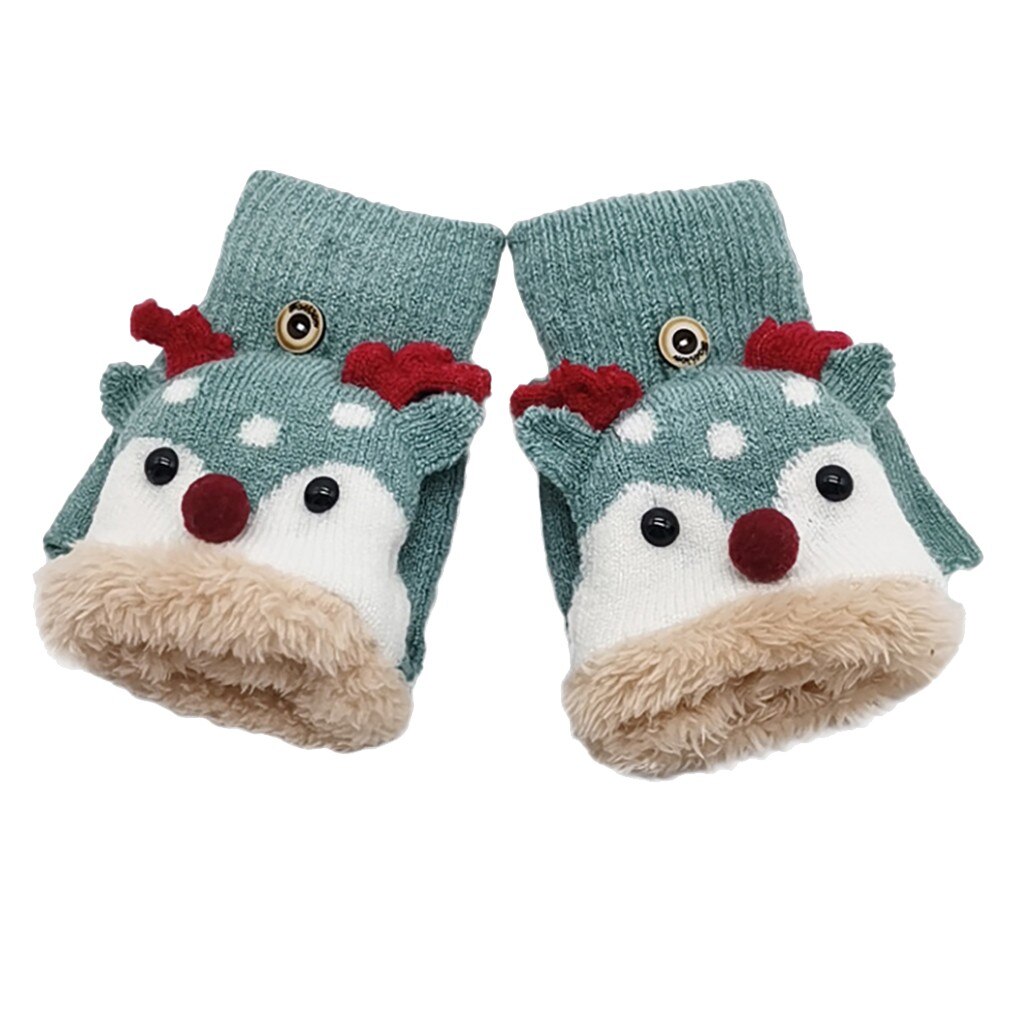 25#  kinder winter kerst handschoenen halve vinger gewei converteerbare flip top handschoenen zonder vingers handschoenen