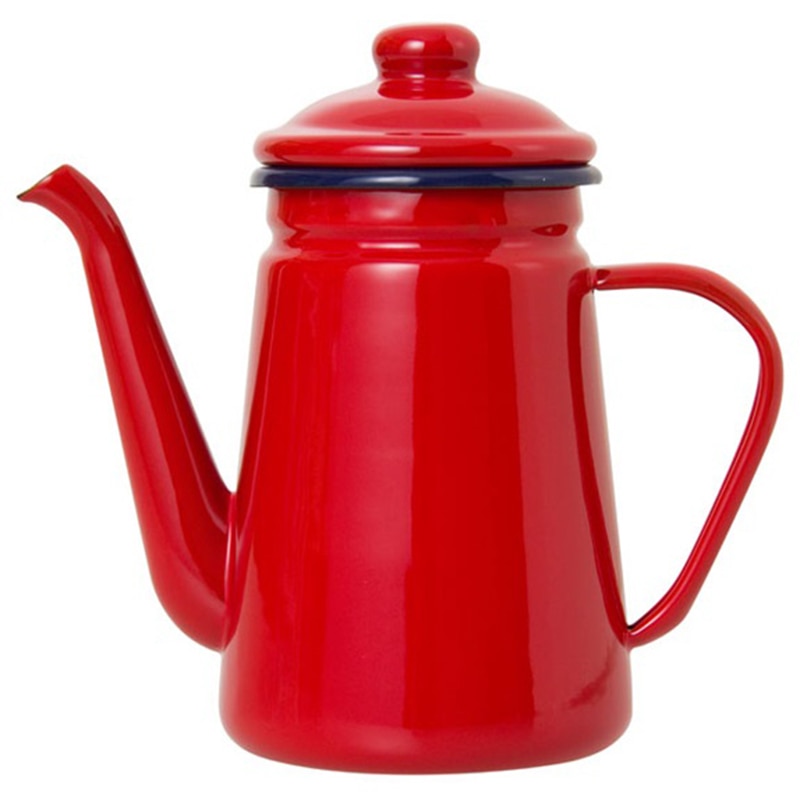 1.1L High-Grade Enamel Coffee Pot Pour over Milk Water Jug Pitcher Barista Teapot Kettle for Gas Stove and Induction Co