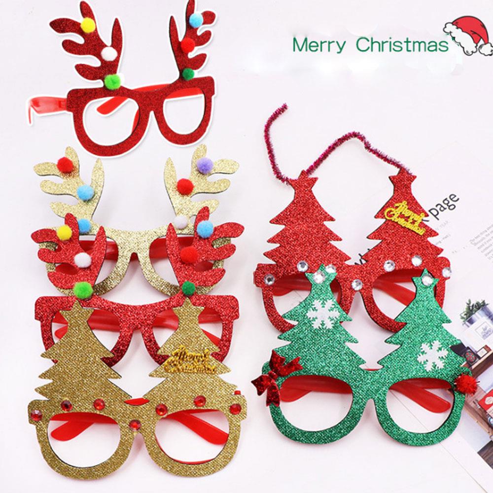 Noël ornements lunettes lunettes cadres décor en plastique maternelle accessoires soirée dessin animé noël lunettes cadres
