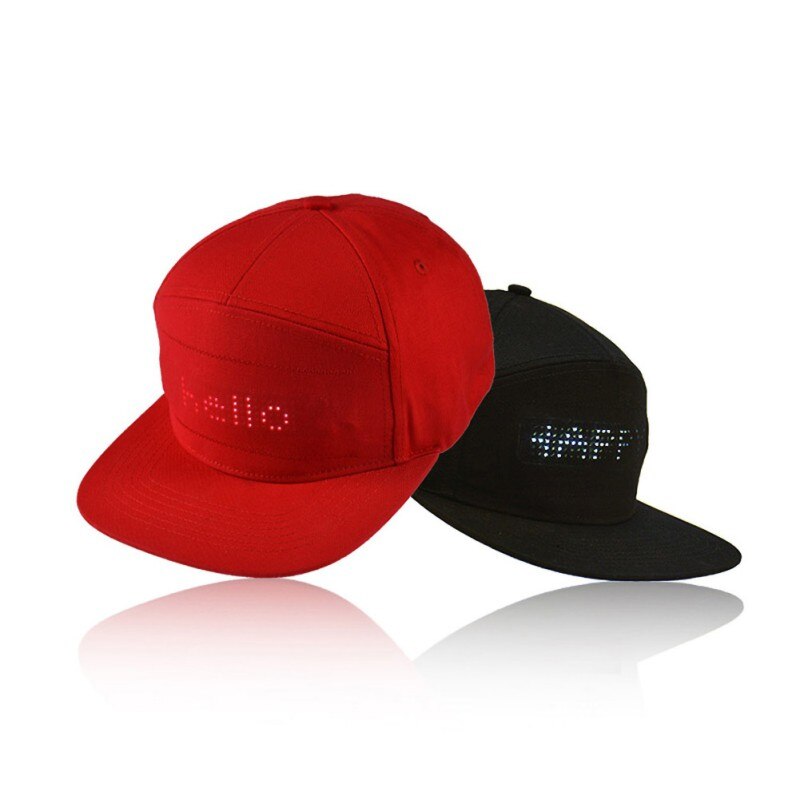 Couleur rouge noir ÉCRAN LED chapeau chapeau de paillettes chapeaux bricolage MODIFIER texte photo Festival Artefact casquette rouge.