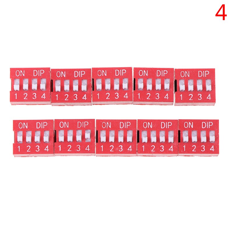 10pcs/lot Slide Type Switch Module 1 2 3 4 5 6 8 9 10 PIN 2.54mm Position Way Pitch Toggle Switch Red Snap Switch Dial Switch: 4