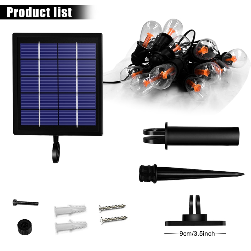 12 glödlampor solar ljusslinga vattentät edison 48ft solar glödlampor dekorationsbelysning för graden gård uteplats träd varmvit