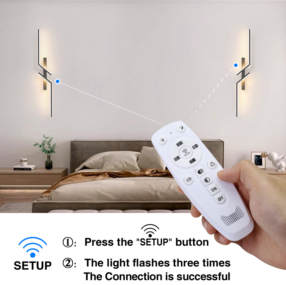 Nowoczesna zdalnie ściemniana lampa ścienna Led minimalistyczna sypialnia nocny kinkiet ścienny oświetlenie Led telewizor do salonu Sofa tło