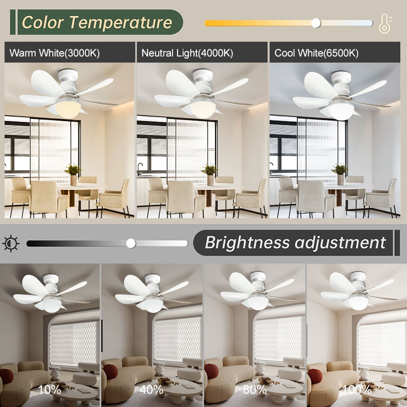 With Remote Control LED Ceiling Fan Light 3 Speeds Wind Silend Motor 30/40W Ceiing Fan Lamps Tricolor Dimmable Ceiling Fan Lamp
