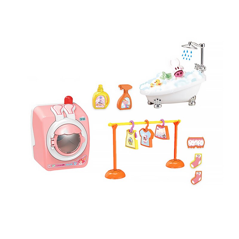 Children'S Washing Machine Toy Set Drum Electric Rotatable And Water Can Wash Clothes Simulation Play House Toys