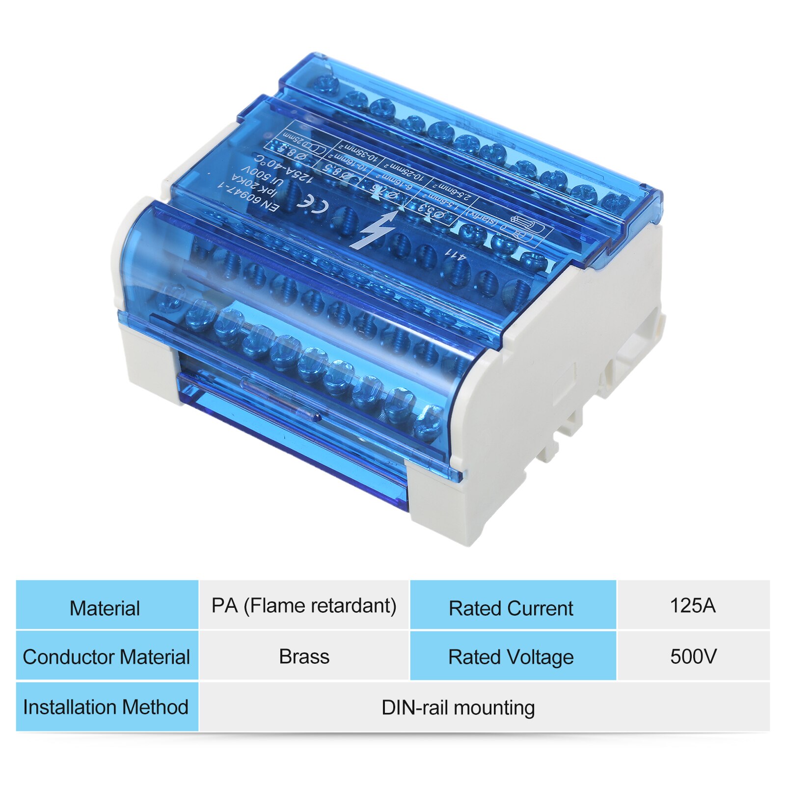 Terminal Distribution Box Connection Box Junction Box with Cover Din Rail Terminal Block Line-divider Wire Terminal Block: 411