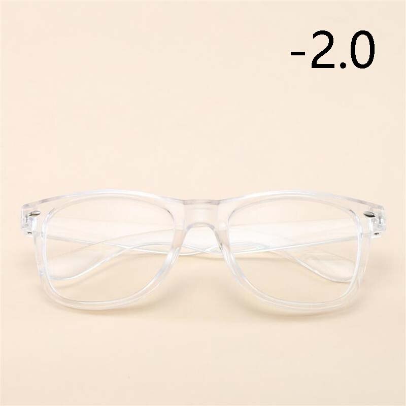 -1 -1.5 -2 -2.5 TO -6.0 Square Finished Nearsighted Glasses Women Men Transparent White Frames Short-sighted Eyeglasses Diopter: Myopia 200(-2.0)