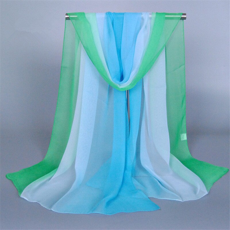 Foulard Hijab en mousseline de soie pour femme musulmane, nouvelle de luxe, châle de couleur dégradée, Poncho, Bandana, à la: 13