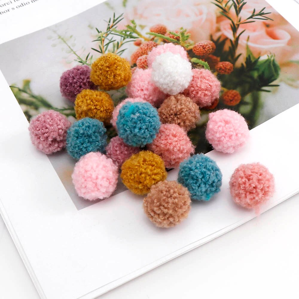 50 stk koreanske skærmblondebolde pom pom plysbolde 15mm/20mm mini frynser strikket stof håndlavet gør-det-selv håndværk hovedbeklædning bryllup dekoration