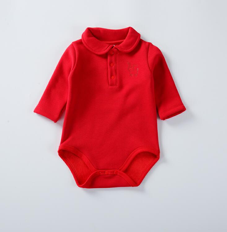 Baby Bodysuit Lange Mouwen Kleding Dikke Warme Kinderen Kleding Baby Meisjes Jongens Kleding Kinderen Jumpsuit 100% Katoenen Baby Overalls: red / 3T