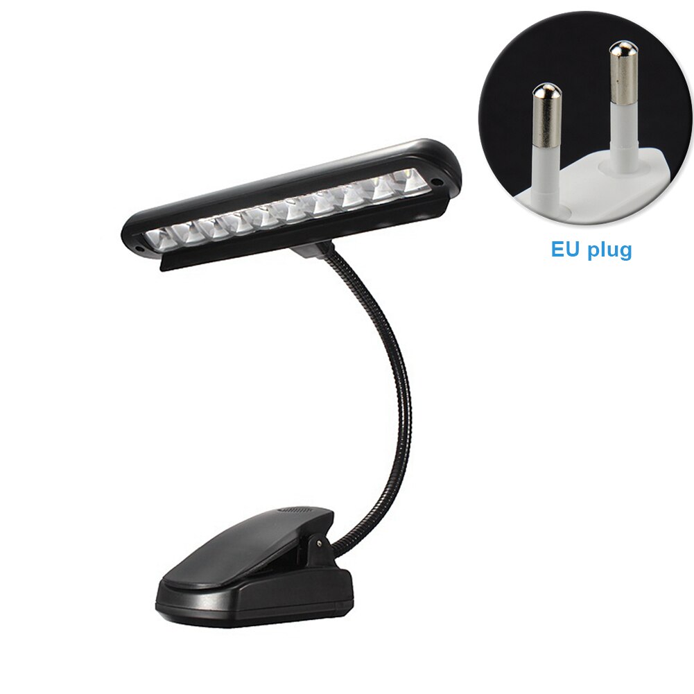 Flexibele 9 LEDs Clip-On Orchestra Music Stand Piano Muziek score Lamp Licht met Adapter 3 x AA batterijen NIET Inbegrepen: US