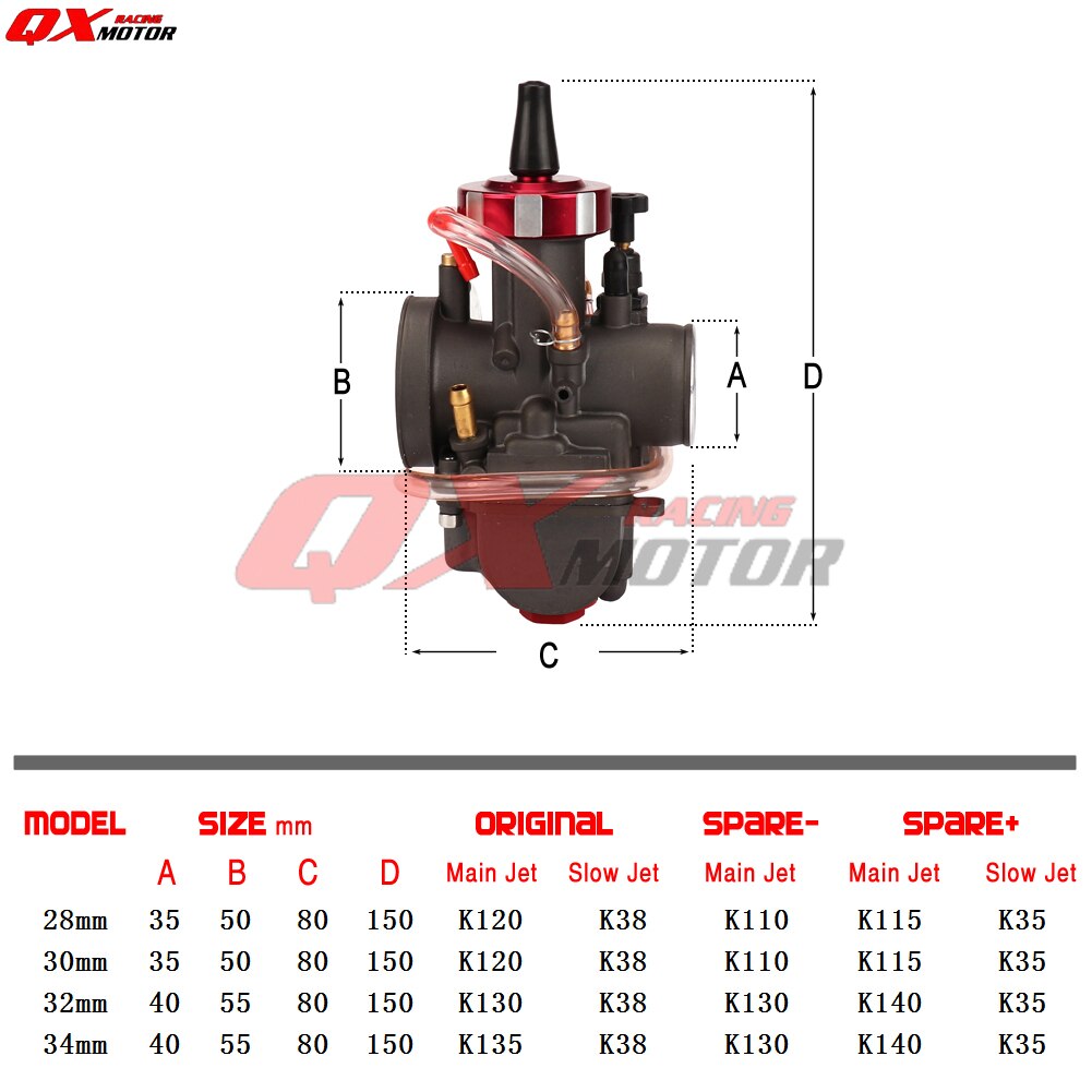 Carburatore PWK30 da 30 mm compatibile con moto Dirt Bike