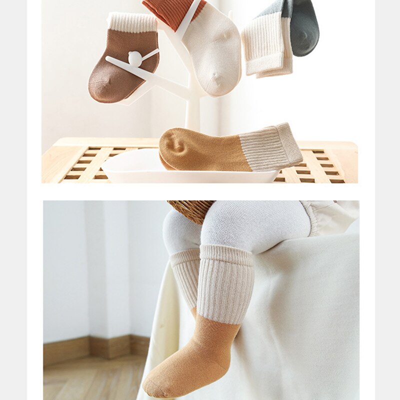 4 Pairs/Lot Baby Socks Solid Color Soft Cotton Winter Autumn Thick Socks For Boy Girl Newborn Toddler Ankle Long Kids Socks
