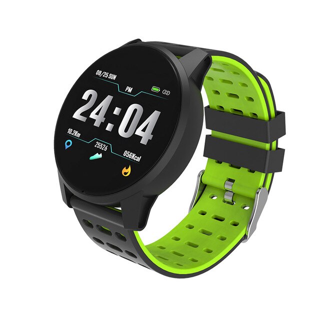 Sport smart ur mænd kvinder blodtryk vandtæt aktivitet fitness tracker pulsmåler smartwatch til android ios: Grøn