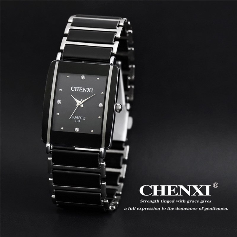 Mærke mænd kvinders elskere keramisk afslappet unikt kvarts armbåndsur hodinky billigt dameur ur relogio feminino montre femme: Sort sølv mand
