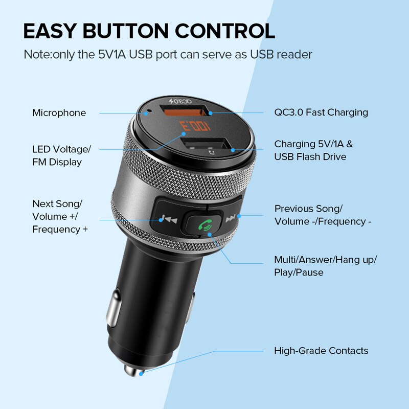 Osevporf Bluetooth Car Charger Voor Iphone 12 11 Pro Max Handsfree Fm-zender Dual Usb Oplader Voor Samsung S20 Xiaomi mi 10