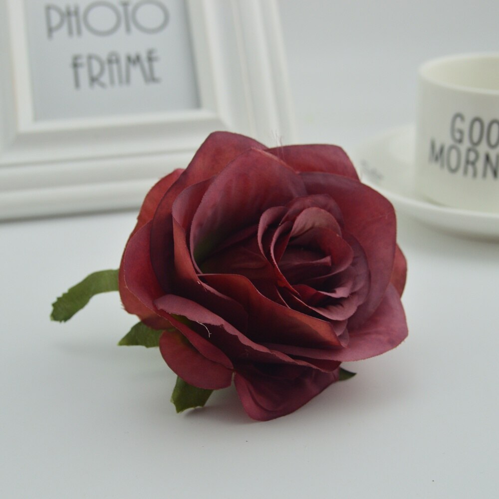 100 st silke plast rosor blommor vägg för vaser hem bröllop dekoration tillbehör billiga konstgjorda blommor för scrapbooking: Kaffe