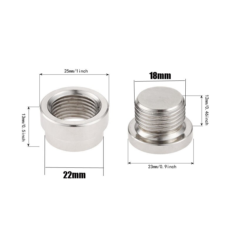 Bung O2 Oxygen Sensor Bolt Oxygen M18x1.5 Silver Parts Replacement Set