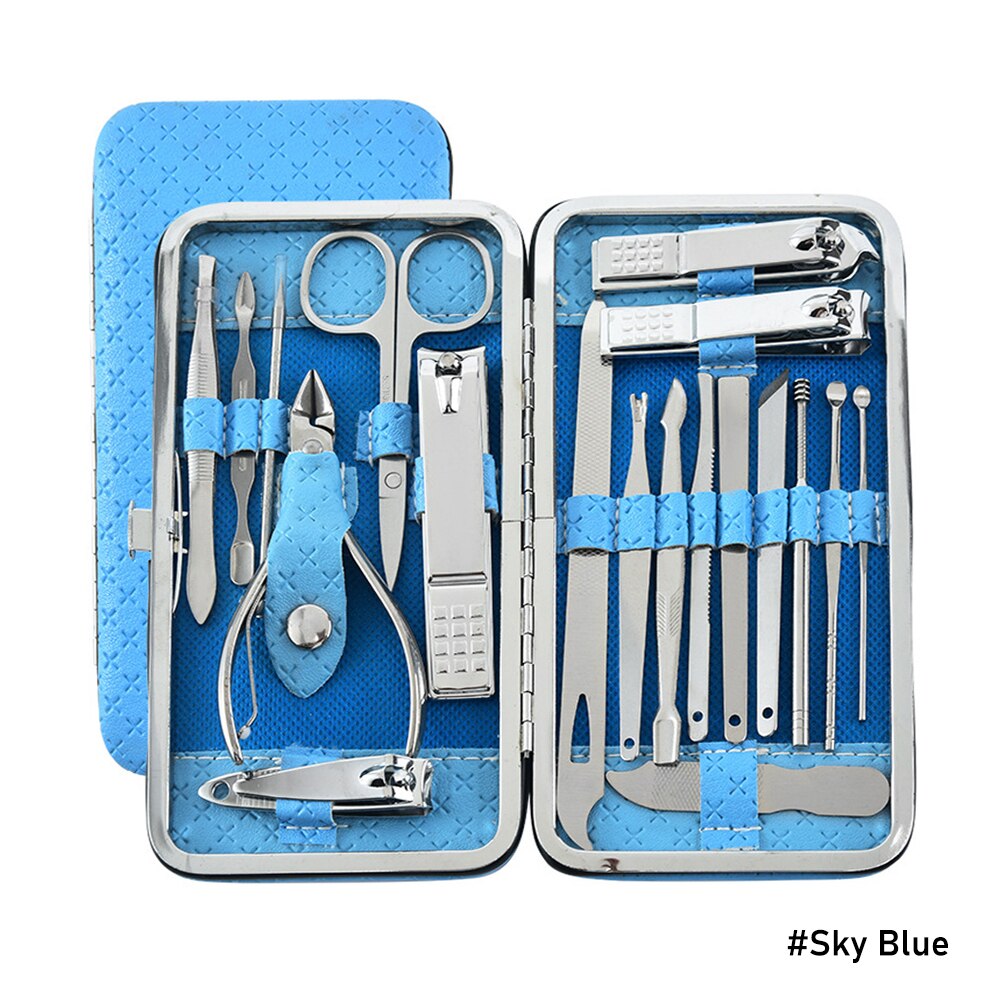 19 Stks/set Snoeien Nagelknipper Tang Set Enkele Nagel Groove Pedicure Ontsteking Dode Huid Clipper Tool Thuis Tool: Blauw