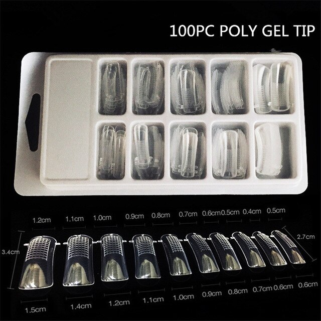 Kit de capsules pour le gel UV de construction de faux-ongles, moule à ongles transparent, extension d'ongles rapide, outils de manucure, 100 pièces,: NT26