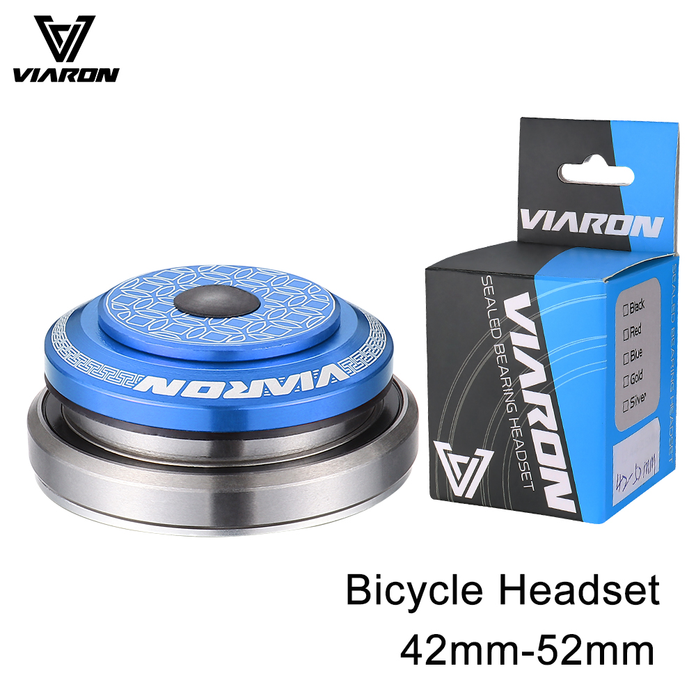 VIARON MTB Bicycle Headset 34/44/52/55/56mm CNC 1 1/8" 28.6 Spinal Canal/Straight Tube Fork Internal Mountain Road Bike Headset: light green