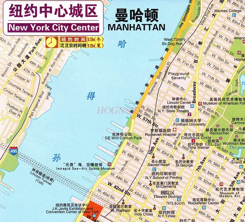 Map of the United States in Chinese and English showing the distribution of major national universities in the United States