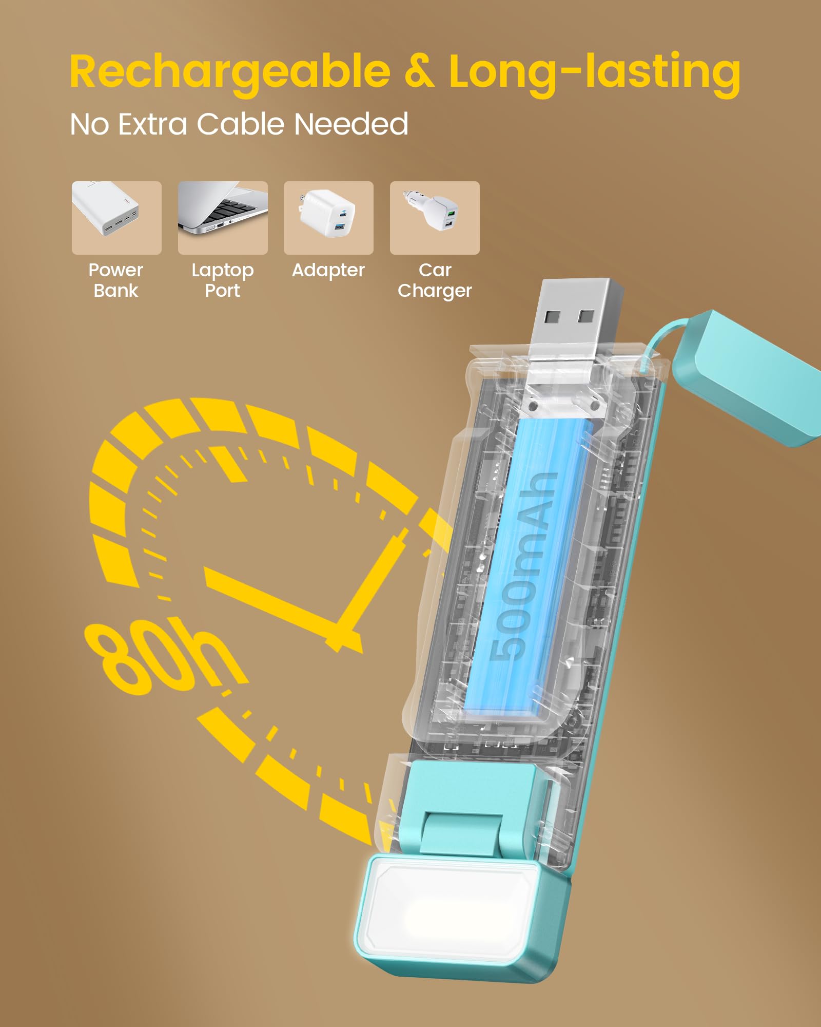 Glocusent uttrekkbar boklampe til lesing i sengen ,5 forbedret lysstyrke 3 farger usb-oppladbar leselampe til bøker i sengen